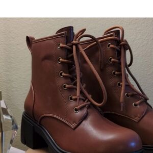 IDIFU Brown Combat Lace-Up Boots
